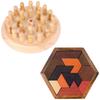 Lubonarie Wooden Puzzle & Memory Game 2-Piece Set for Brain Training and Rehabilitation Brown