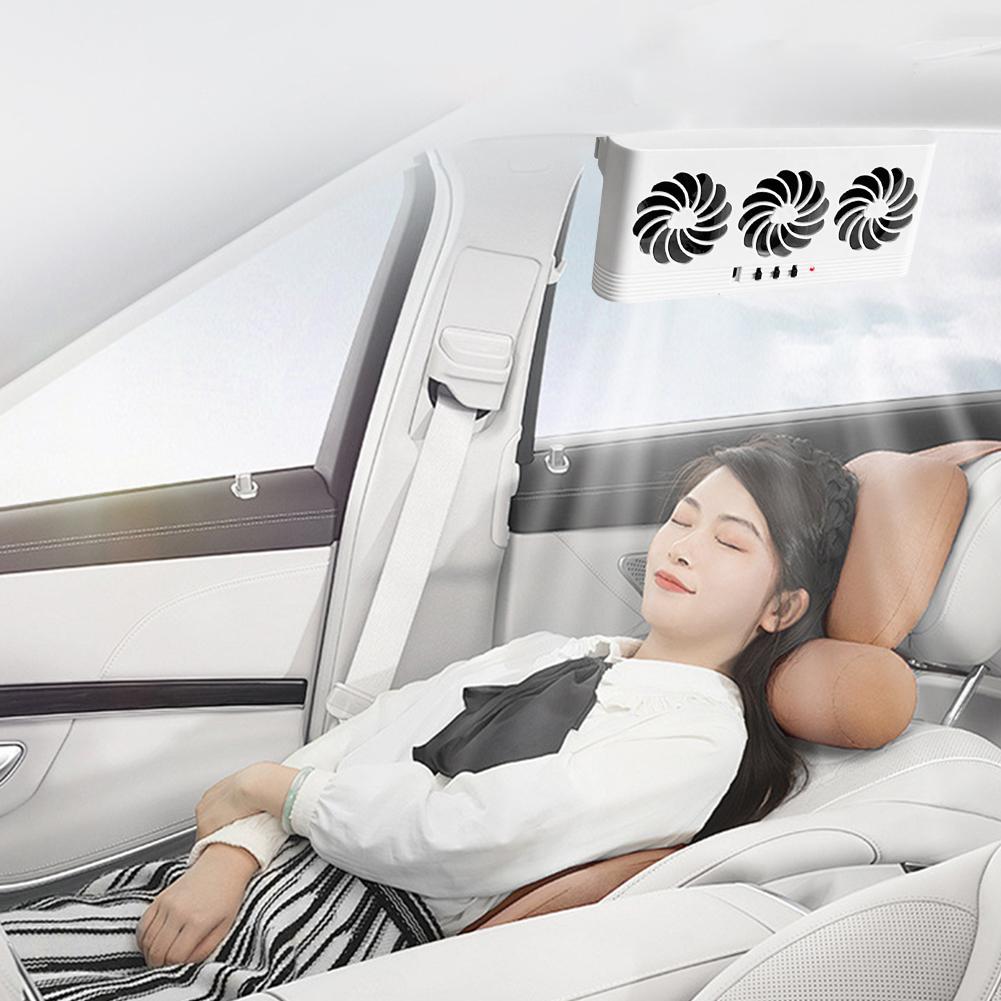 Solar Car Radiator Cooling Fan with 3 Air Outlets Car Window Air Vent Fan Eliminate Peculiar Smell Auto Vent Fan for All Cars