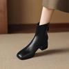 Krazing Pot Cow Skin Winter Square Toe Thick Heels Chelsea Fashion Boots Women Zip Office Lady Women Ankle Boots