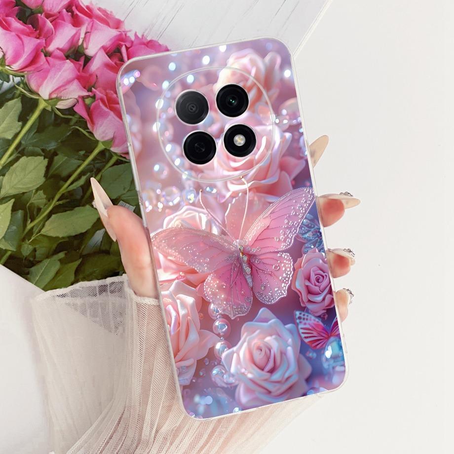 For Oppo A5 Pro A5X A5 4G 5G / Oppo K13x Global Phone Case Clear Soft TPU Bumper Cover Cat Cartoon Luxury Butterfly Flower Funda