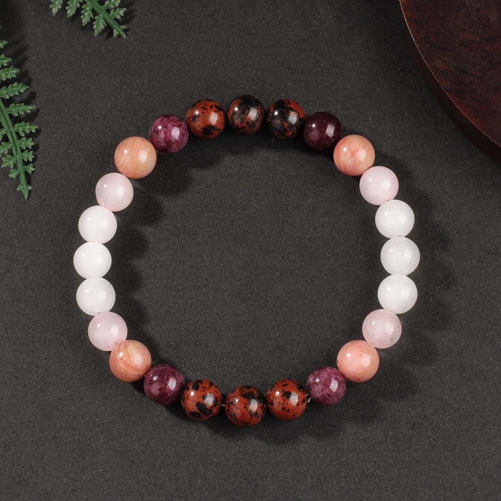 Festive Gifts Warm Pink And Red Tone Natural Stone Beaded Bracelet Fashion Jewelry For Unisex Daily Wear Stylish And Easy To Match Accessory