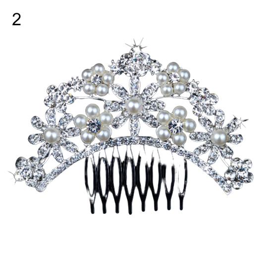 Women's Wedding Flower Rhinestone Faux Pearl Hair Clip Bridal Hair Comb Jewelry