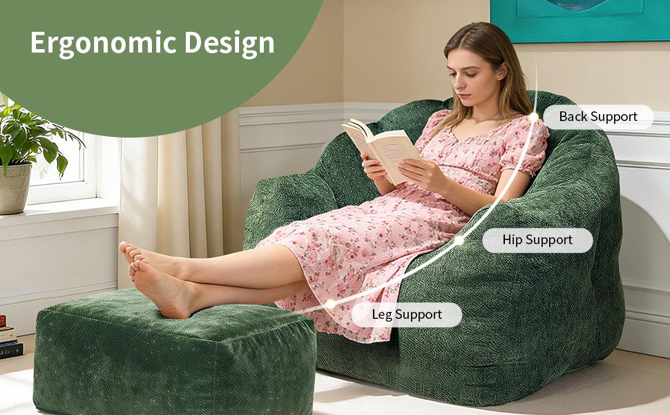Bear Paw Single Sofa with Ottoman– Elevate Your Relaxation Space