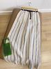 Women's Striped Linen Trousers: Fashionable, Cowhide, Minimalist, Wide-Leg with Drawstring Waist.