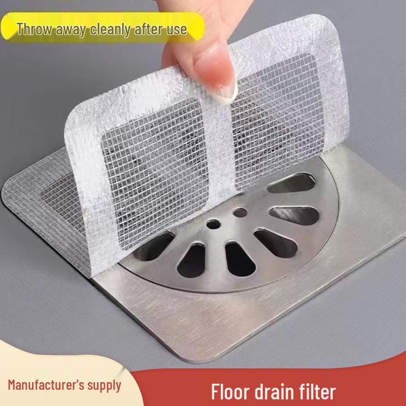 

Square Disposable Drain Cover: Hair & Insect Prevention Filter for Bathroom & Kitchen Sinks Grid Pattern Single Piece