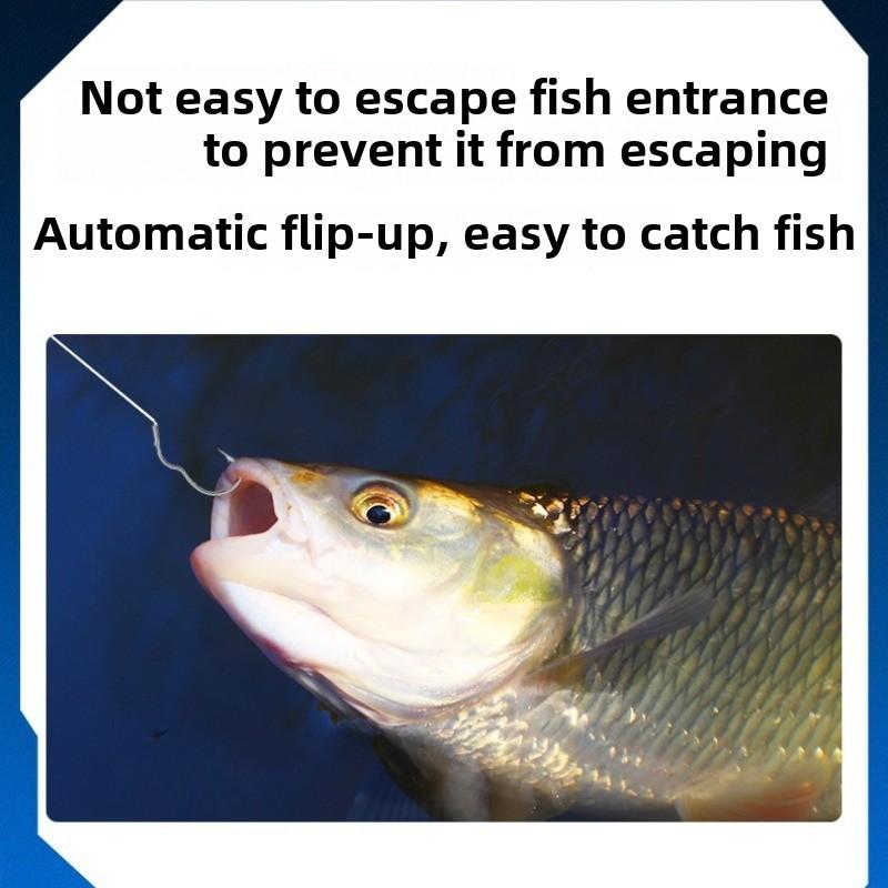 High Carbon Steel Fishing Hook Sharp Barbed Automatic Flip 12Pcs/Pack Fishhook for Silver Carp Bighead Fishing Accessories