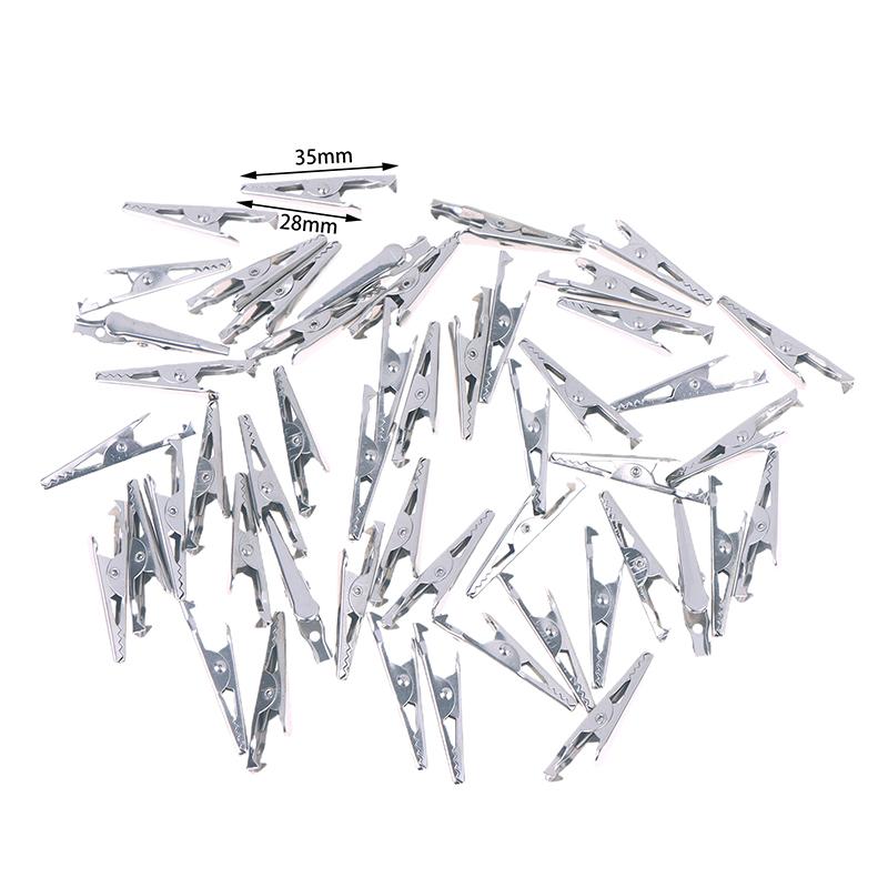 50PCS For Electric Testing For Battery Test Mini Alligator Clips Mini Silver Metal Alligator Clip 28mm 35mm 45mm
