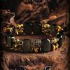 Mens Black Obsidian Tiger Eye Beaded Bracelet Boho Style Adjustable Handmade Stone Jewelry Gift Birthday