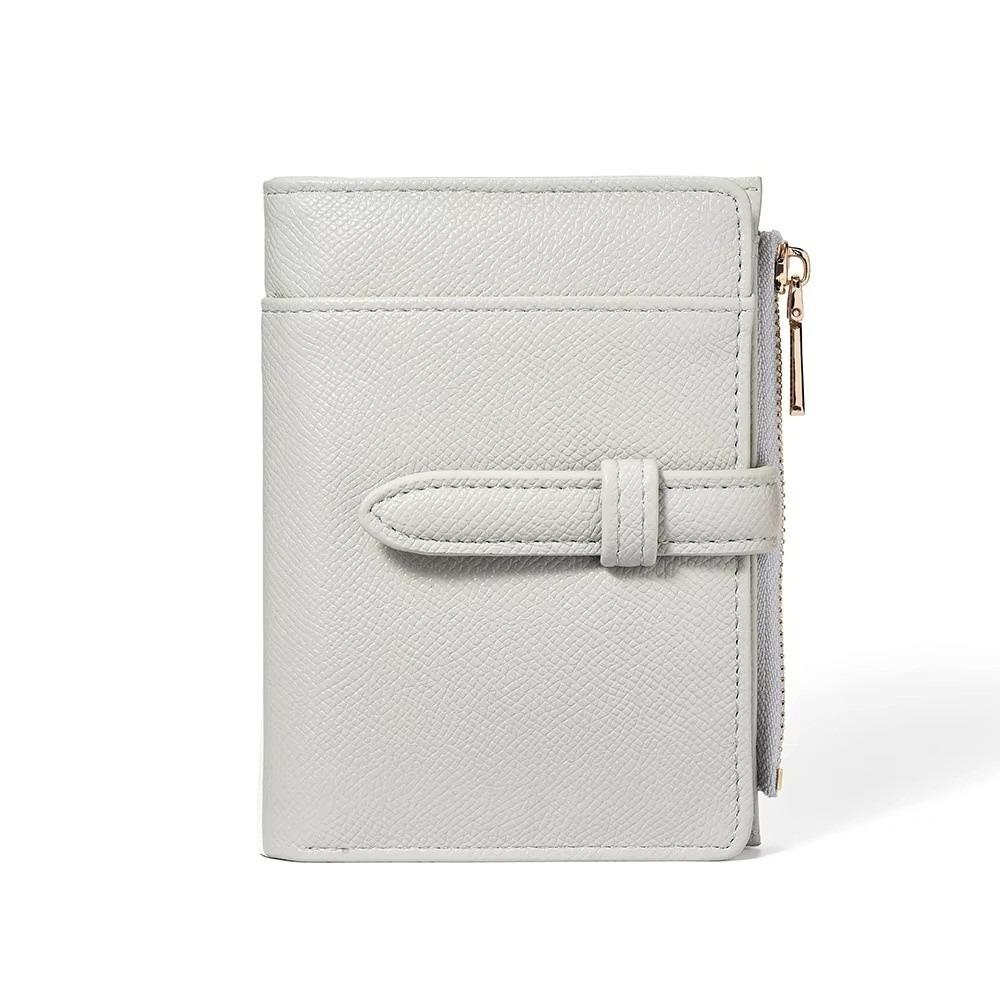 Multi-function Vintage Women's Purse PU Leather Solid Color Leather Purse Folding Design Large Capacity Short Wallet for Women