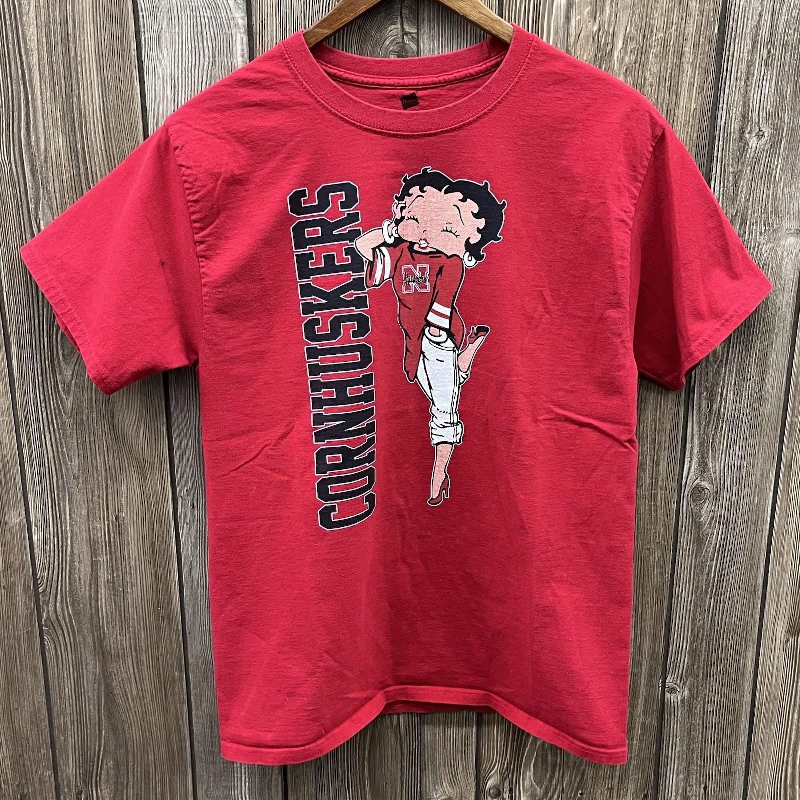 University Of Nebraska Cornhuskers Betty Boop Graphic Tee Red Size Medium Unisex T-Shirt XXL