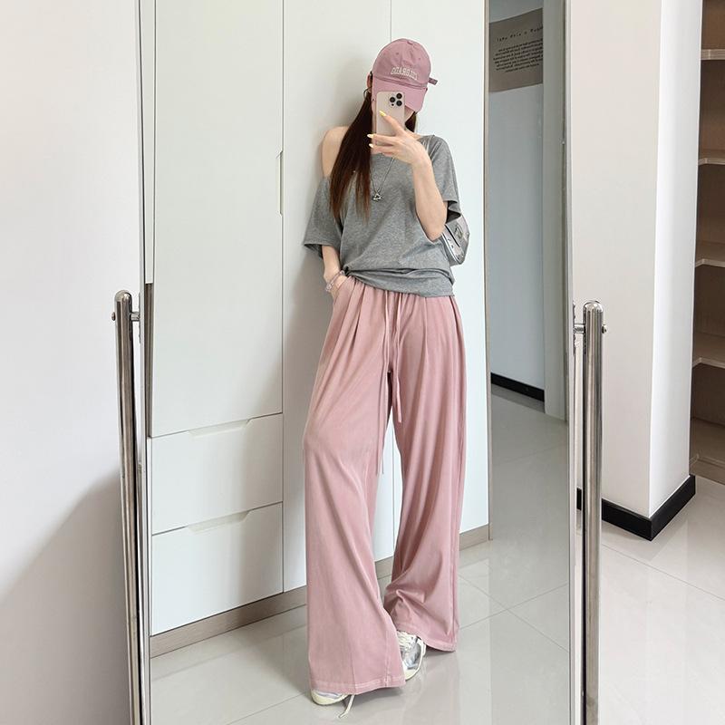 

Ретро джинсы тенсел женские новые летние тонкие свободные и тонкие повседневные брюки драпирующиеся широкие прямые брюки XL розовый