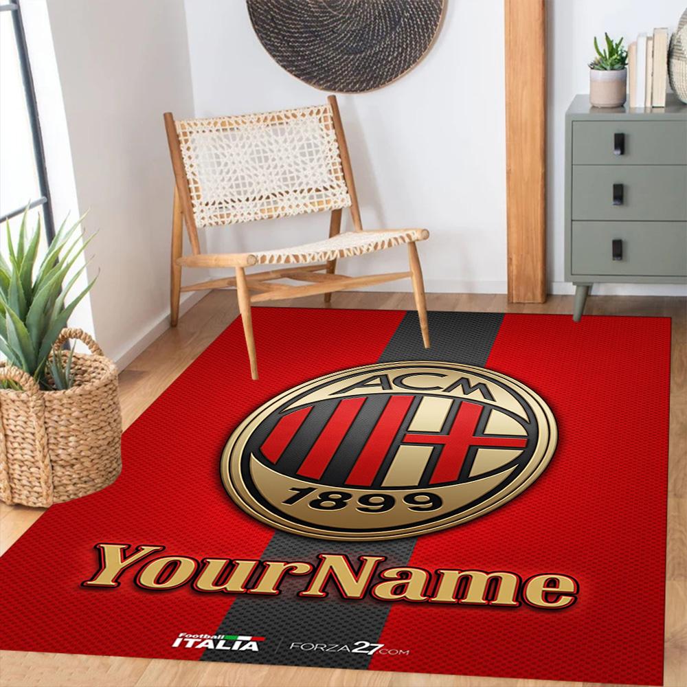 Ac Milan Customize Text Carpet Perfect for Kitchen Outdoor Dining Room Playrooms Anti-slip Rug Office home decor Perfect Gift for Women/Men