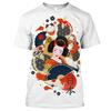 T-shirt Geisha Guerriera Giapponese Girocollo Manica Corta Stampa 3D Personalità Vintage Tendenza Stile Harajuku T-shirt da Uomo
