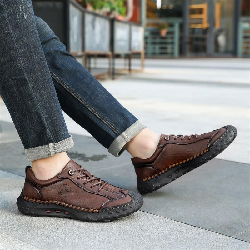 Pánské kožené ležérní tenisky Módní Ručně vyráběné Prodyšné boty Měkké Nízké pracovní boty