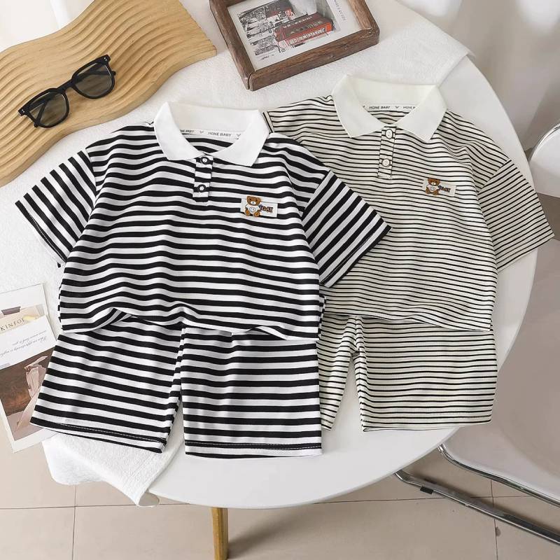 Baby Boy Summer Polo Shirt Shorts Set With Cottonlike Fabric For Toddler Playwear