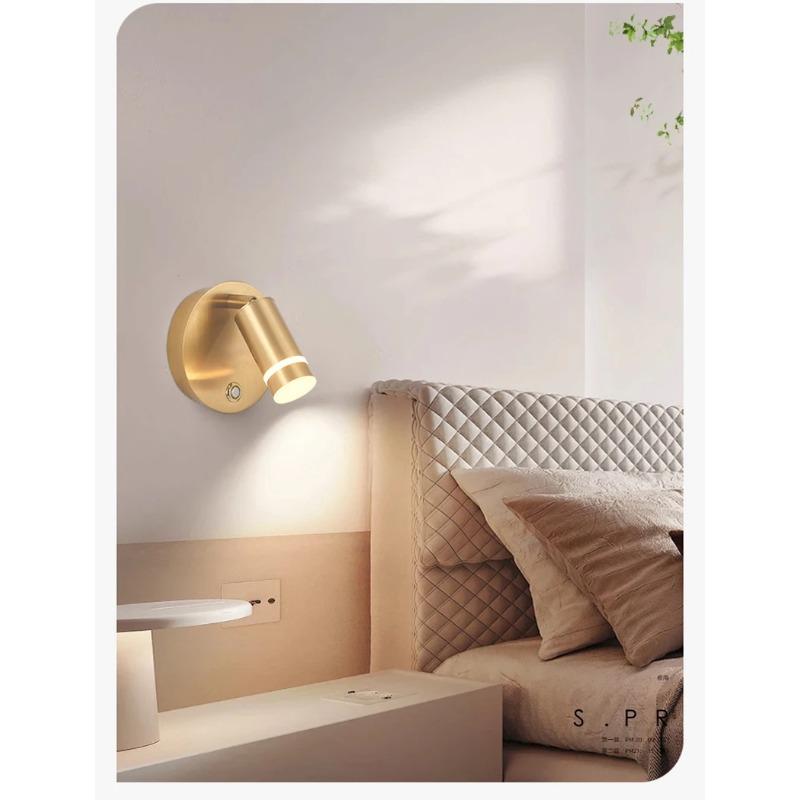 Wall Reading Lamp USB Charging Wall Light Round Bedside Ambient Lighting Indoor Room Decor Bedroom Living Room Hotel Dining Room