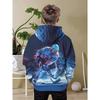 Boys' 3D Digital Printed Neon Ice Hockey Storm Hoodie - Vibrant Ice Hockey Player with Ice Crystal Design