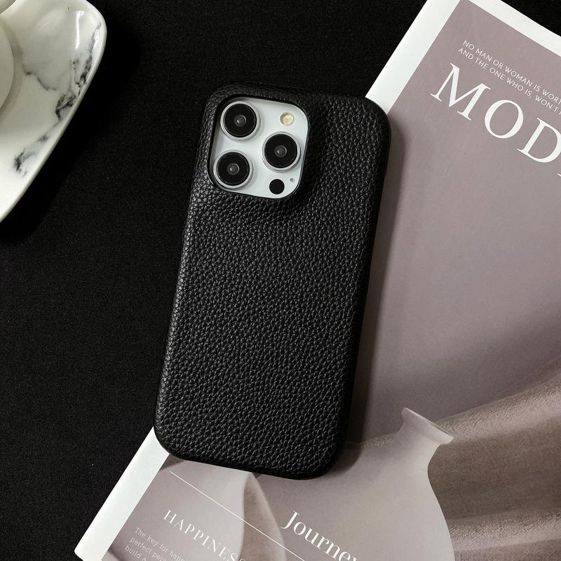 Half-wrapped Lychee Pattern, Suitable for Apple 15promax Phone Case, IPhone14 Anti-drop 13 Creative Women's Leather Case