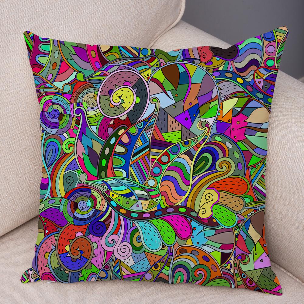 Bright Abstract Bohemian Floral Art Print Household Sofa Bedroom Decoration Pillow Cover Cushion Shell