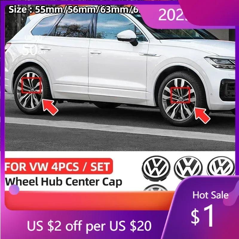 For VW Hot 2025 New 4pcs Car Wheel Center Cover Stickers Hub Cap Auto Decoration Accessories For Volkswagen R Golf 4 Motion GTI