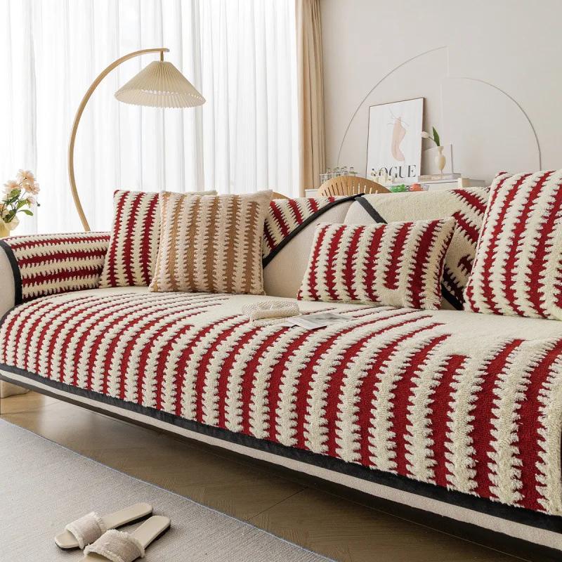 

Нескользящий коврик для дивана из шенилла, утолщенные линии, чехлы для диванов в гостиную, роскошные подушки для угловых диванов, подушки для сидений, защитные чехлы для дома 70x180cm 1pcs