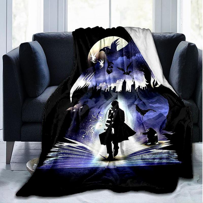 Moonlit Fantasy Print Flannel Blanket, Soft Warm Lightweight Throw Blanket for Living Room,Sofa Bed Camping Office
