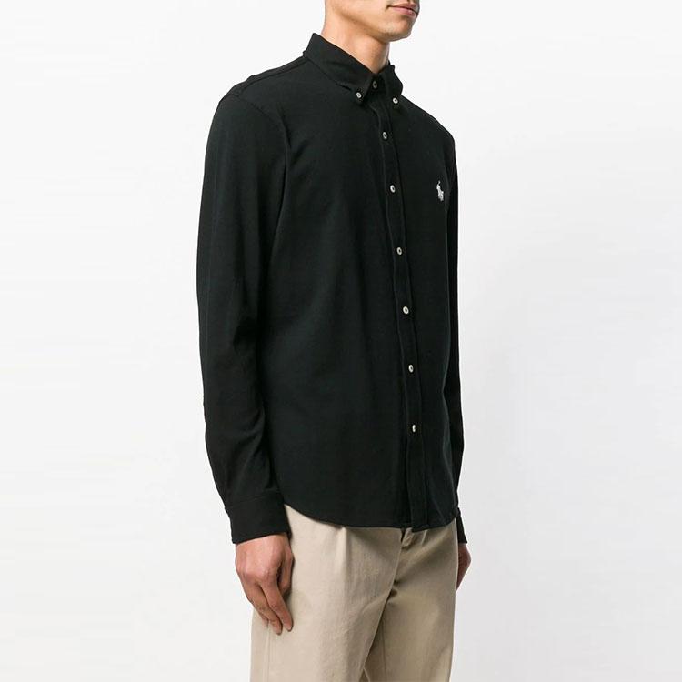 Polo Ralph Lauren Logo Embroidered Button Down Collar Long Sleeve Shirt Men shirts Black 710654408-008