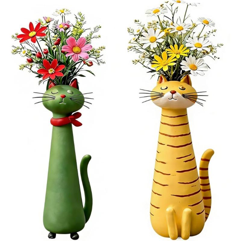2pcs Cute Cat Shaped Flower Vase for Desk Shelf Decor Gardening Gift Home Decor