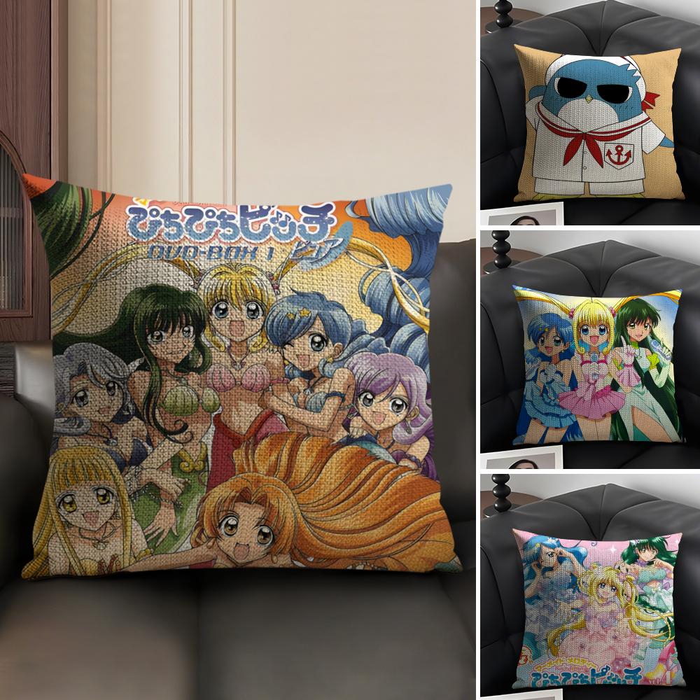 Comic Anime M-Mermaid Melody Pichi Pichi Pitch 5 Pillow Case Natural Linen Double-Sided Printing Sofa Home Decor Cushion Cover