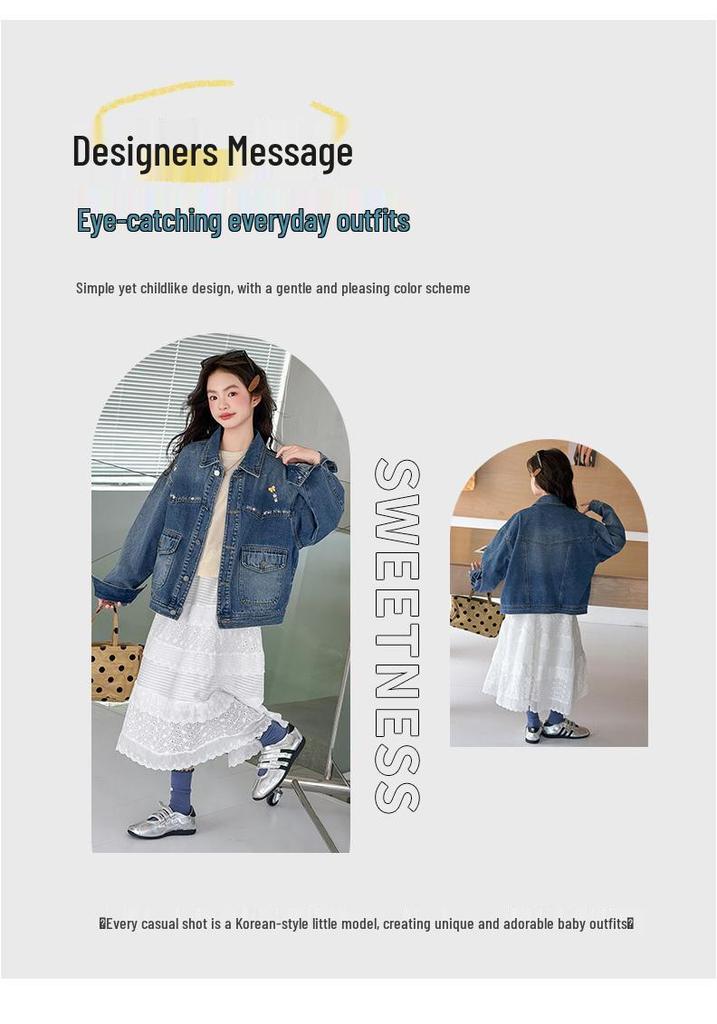 Girls' Stylish Denim Jacket - Spring/Autumn 2026 Casual Wear