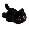 22cm Lying Cartoon Fluffy Cat Animal Plush Toy Stuffed Siamese Black 3-color Kitten Pillow Sleeping Companion Present
