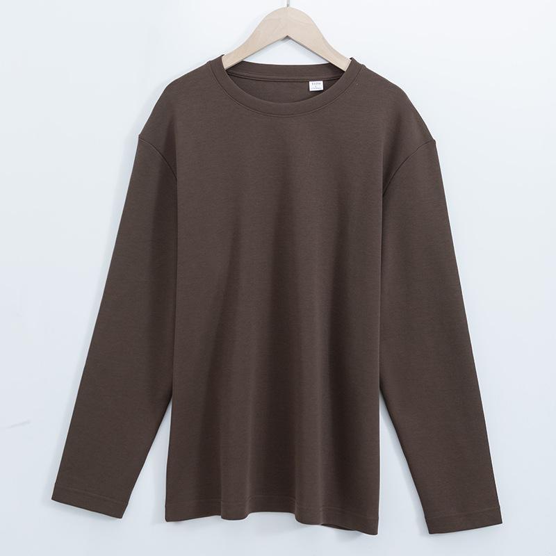 Nové oboustranné tričko Xinjiangská bavlna Vzduchová vrstva 230g Tričko s dlouhým rukávem jako základ pro ženy Bez žehlení Kulaté tričko pro muže
