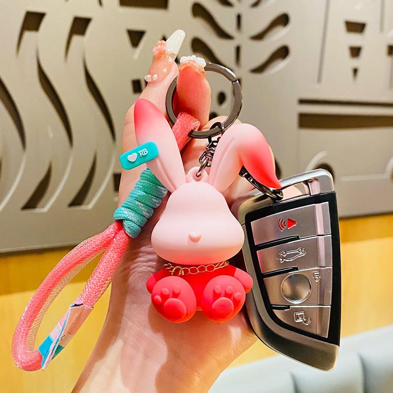 Creative Gradient Rabbit Bag Charm Adorable Pvc Key Accessory For Graduates
