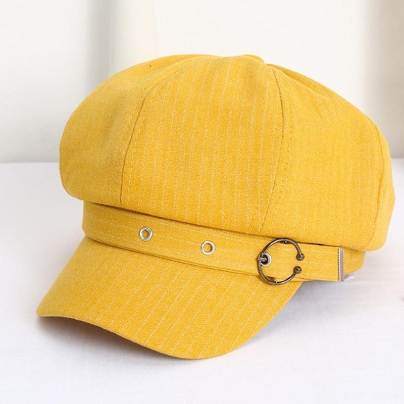 Spring Beret Hat Woman Commutes Octagonal Hat Camping Taking Photo Beret Hat with Metal Fastening for Girlfriend
