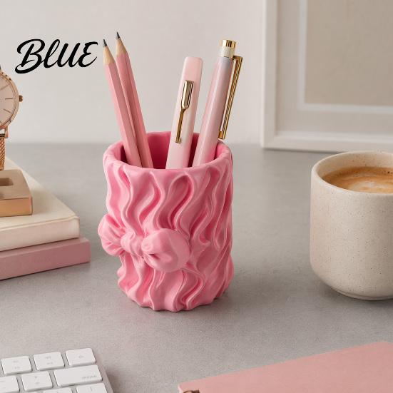 3D Printed Pencil Holder Silk Texture Pen Holder Desk Organizer for Brushes Stationery