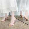 Neue transparente Kristall- und Zehensandalen Damen Sommer vielseitig dickabsatz hochhackig dünne Damen-Slipper