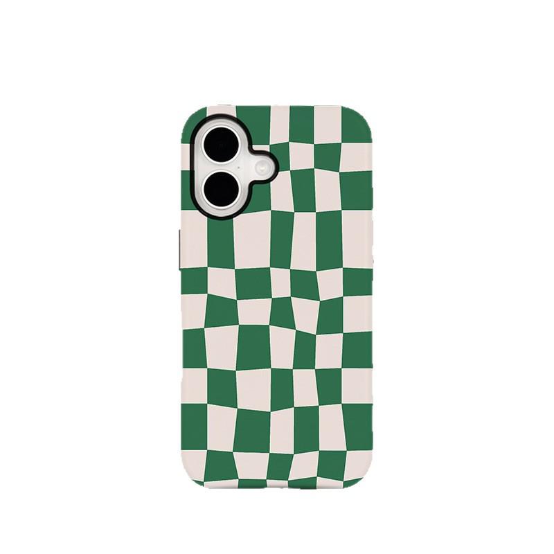 

Green Checkered Magnetic Phone Case: Compatible with Apple & Android, Two-in-One Design iPhone XR