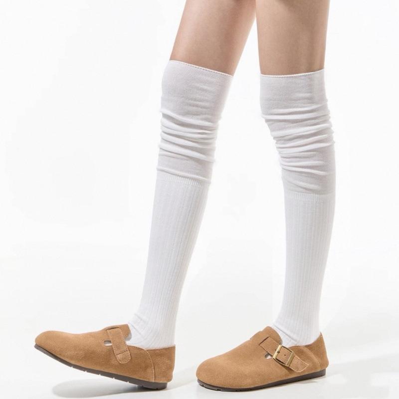 Knee Socks Women'S Autumn And Winter Miu Series Splicing Stockpile Socks Sweet Cool Babes Thigh Socks And Knee Gray Leg Socks