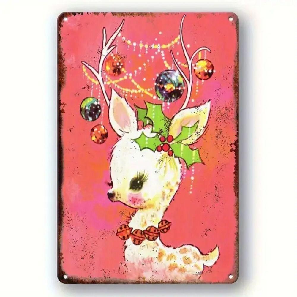 Vintage Christmas Metal Tin Sign Home Festive Wall Decor