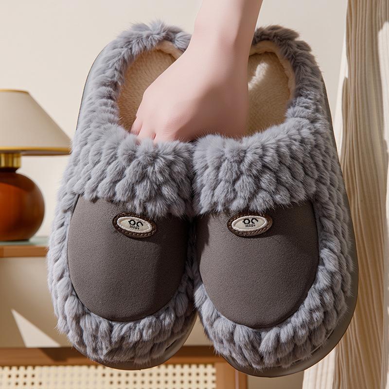New home cotton slippers autumn and winter thick-bottomed comfortable cotton mop splicing design fleece warm fluff mop