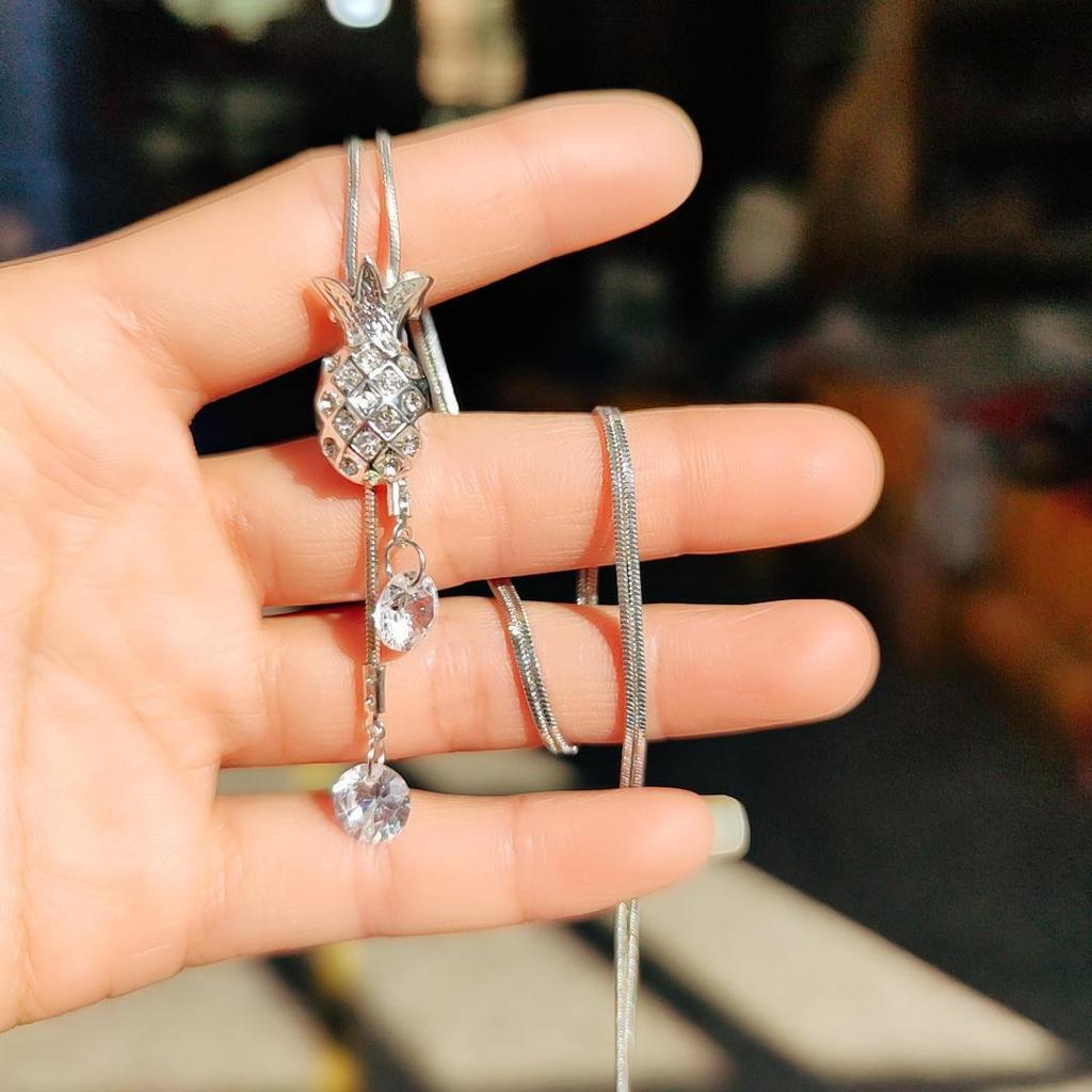 Koreanischer Schlichter Stil Langer Pullover Quastenanhänger Halskette