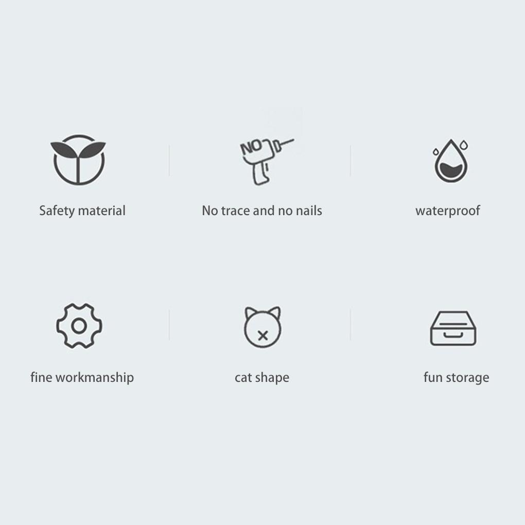 2 Pieces ABS Animal Shape Hook Punch-free Decorative Self-adhesive Replacement Simple Style Bathroom Key Hanger