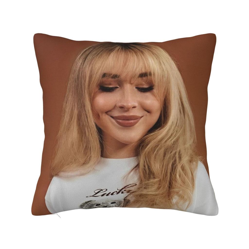 Singer Sabrina Carpenter Square Pillow Cases Pop Music Cushion Cover Vintage Zippered Decor Pillowcase For Home 45*45Cm