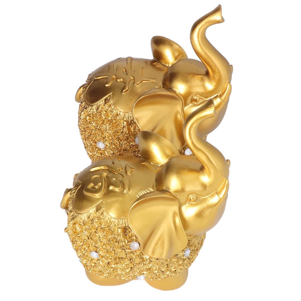 2 st Elefantstaty Gyllene Dekorativa Praktiska Hartsmaterial Små Kompakta Elefanthantverk för
