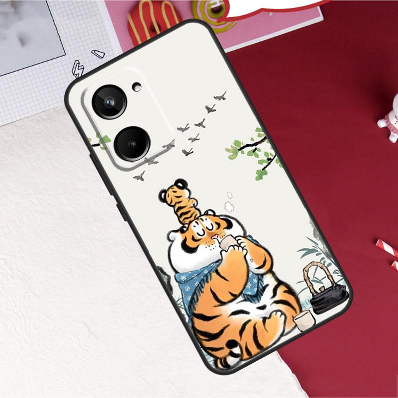 Cartoon Fat Tiger For Realme 14 10 11 12 13 Pro Plus C65 C67 C63 C61 C55 C51 C53 C35 C75 GT6 GT7 15 Pro Case