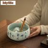 1400ml Hand-painted Poetry And Prose Jianshui Boutique Tea Wash Bowl Writing-brush Washer Tea Residue Bucket Chaxi Collection