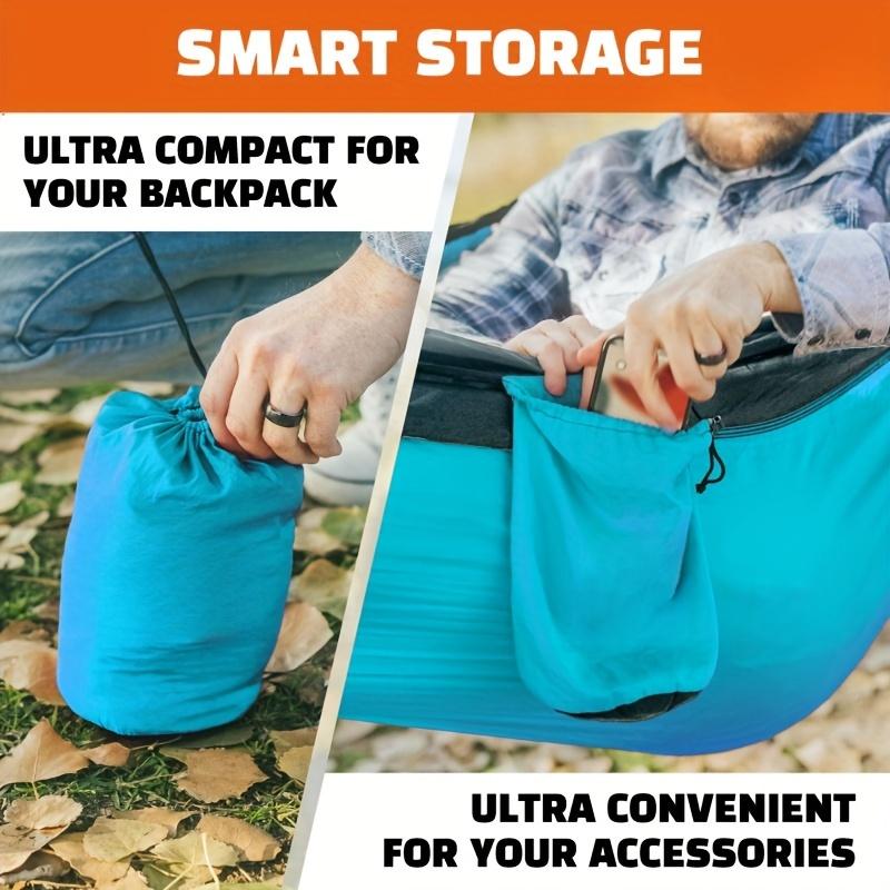 [Rede Portátil] Rede Portátil Leve Dupla e Individual | Rede de Paraquedas de Nylon com 2 Tiras para Árvores