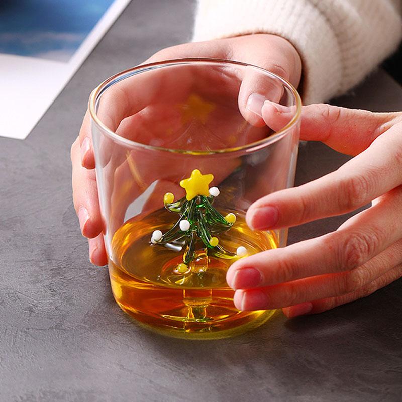 300ml Χριστουγεννιάτικη Γυάλινη Κούπα Καφέ Κρασιού με 3D Σχέδια Χριστουγεννιάτικα Γυάλινα Ποτήρια για Διακόσμηση Σπιτιού Χριστουγεννιάτικο Δώρο Υψηλής Ποιότητας