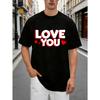 European Sizes Casual Style Men'S T-Shirt Love You Text with Stars And Heart Design for Everyday Wear And Romantic Occasions Perfect Gift