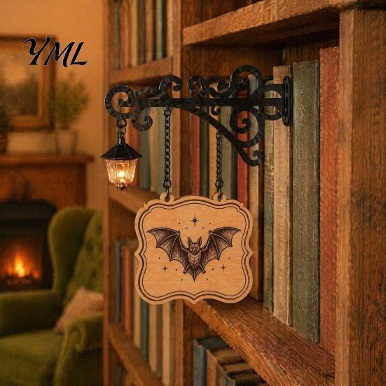 Holiday Gifts for Readers Decorative Bookshelf Lamp with Integrated Bookends, Retro Iron Library Lantern Reading Corner, Vintage Style Lanterns